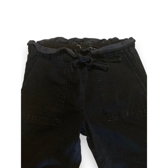 Something Navy Women’s Black Agnes Paper bag Denim Jeans Cropped Size L - Picture 5 of 9